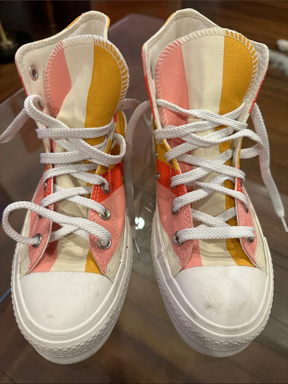 Converse Summer Spirit High-Top Sneakers in Pink, Yellow & Cream